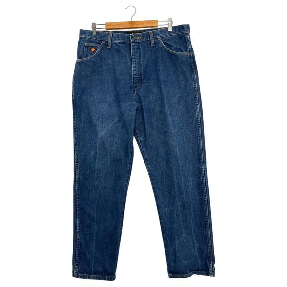 Wrangler FR Jeans Mens 38x32 Blue Relaxed Fit Flame Resistant Workwear Denim - Picture 1 of 15